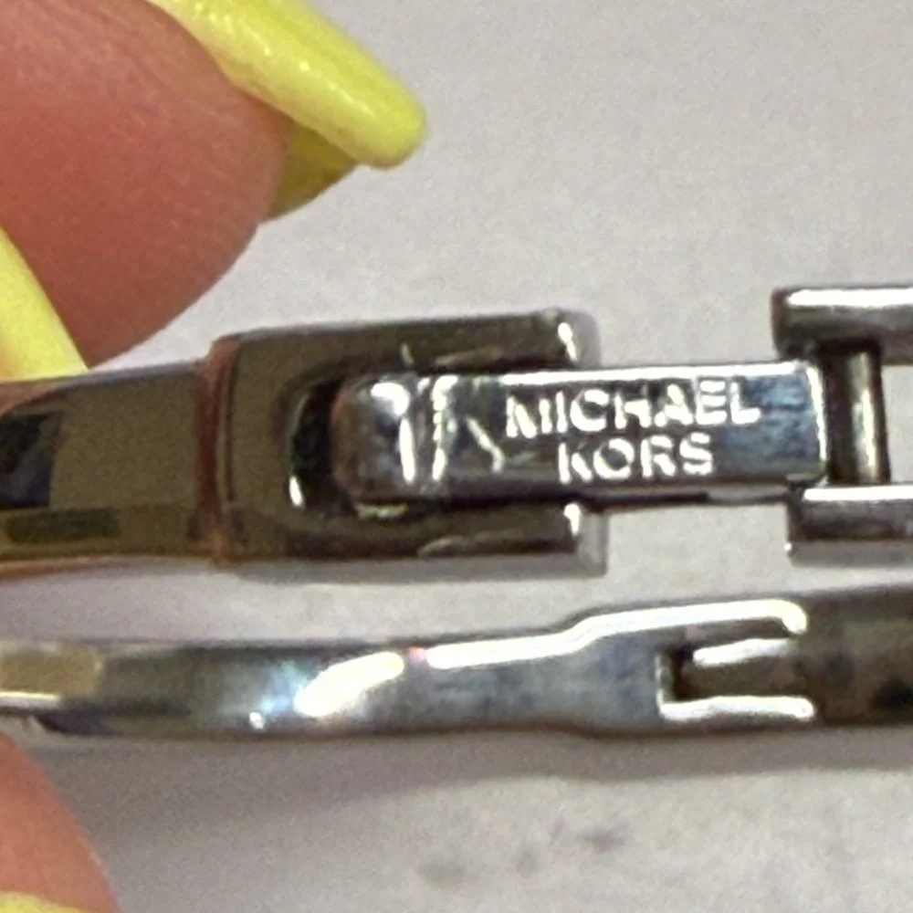 Michael Kors Silver Crystal MK Logo Bangle Bracelet